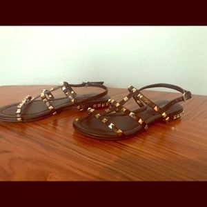 Marc Fisher Gold Studded Black Sandals- Size 6